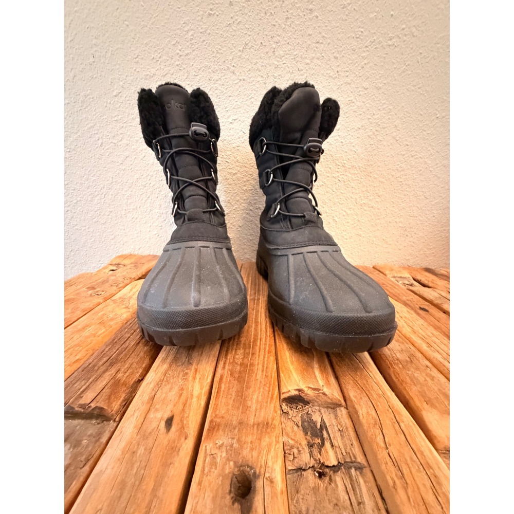 Chooka Snow Boot Black Size 10 Black Faux Fur Trim Duck Boots 1726064